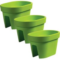 Komplet 3 sztuk skrzynek doniczka poręcz balustrada 39,5 cm x 27 cm Limonka
