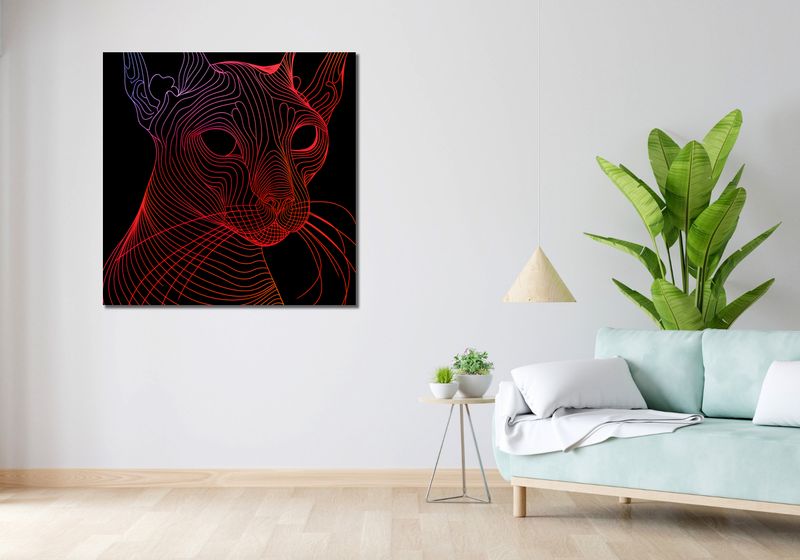 Obraz 100x100cm Cyfrowa Kocica zdjęcie 2