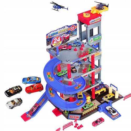 Duży parking garaż wielopoziomowy Tor Winda 4 Autka Helikopter na Arena.pl