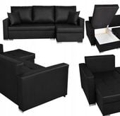 Narożnik rozkładany z funkcją spania ekoskóra Varius rogówka Family Meble