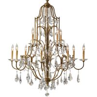 Świecznikowa LAMPA wisząca FE-VALENTINA12 Elstead FEISS metalowa OPRAWA pałacowa ZWIS z kryształkami brąz przezroczysty