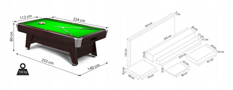 Emaga Bilard 8ft Radley Diamond MDF czarny + CT zdjęcie 8