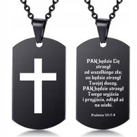 Zawieszka Nieśmiertelnik z Krzyżem Modlitwa Stal