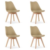 Krzesło ciemnobeżowe skandynawskie MARK nogi bukowe 4 szt. loft kuchnia