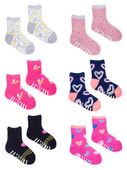 Skarpety bawełniane półfrotte dziewczęce z ABS kolorowe 6PAK 23-26
