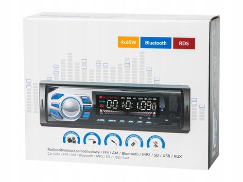 RADIO SAMOCHODOWE BLUETOOTH 1-DIN USB AUX SD MP3 na Arena.pl
