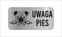 GRAWER Tabliczka nierdzewna 20x10 UWAGA PIES Buldog angielski