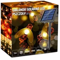 LAMPA SOLARNA GIRLANDA OGRODOWA 20 LED PSZCZOŁY 5m
