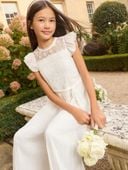 Lipsy plisowany kombinezon okazjonalny z koronką z przodu biały 11- lat