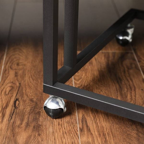 Stolik kawowy z kółkami 50x35 cm dąb sonoma czarne nogi loft zdjęcie 6