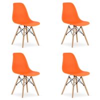Krzesło pomarańczowe OSAKA skandynawskie naturalne nogi do jadalni x4