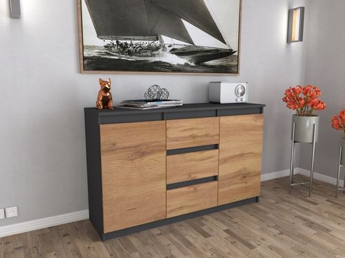 Komoda ANTRACYT WOTAN z szufladami Duza Szafka AGA 120cm do Sypialni na Arena.pl