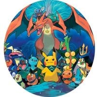 Opłatek na tort Urodziny Pokemon Pokemony Pikachu Charmander Charizard