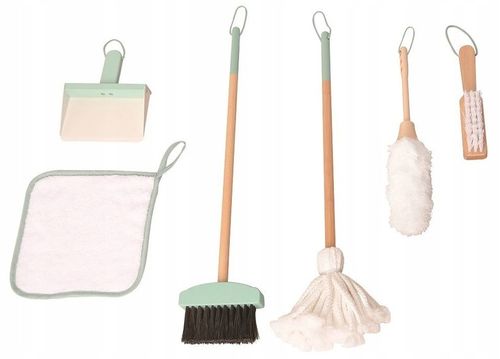 ZABAWKI DLA DZIECI 3+ ZESTAW DO SPRZĄTANIA DREWNIANY PRZYBORY 6EL. LELIN na Arena.pl