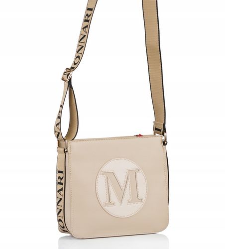 MONNARI Torebka na ramię LISTONOSZKA Pojemna PASEK LOGO PREMIUM Beżowa na Arena.pl