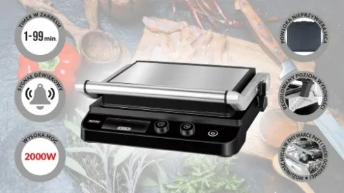 Grill elektryczny MPM 2000W NIEZALEŻNE TERMOSTATY na Arena.pl