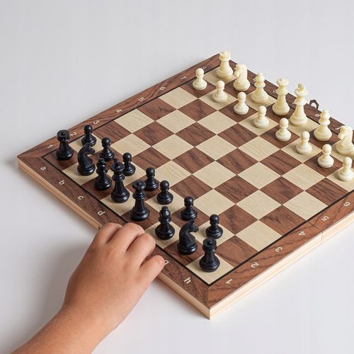 SZACHY DREWNIANE MAGNETYCZNE KLASYCZNE DUŻE WARCABY BACKGAMON GRA 3W1 34X34 na Arena.pl