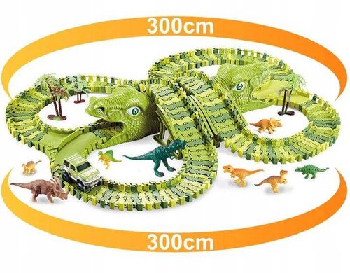 OGROMNY TOR SAMOCHODOWY DINOZAURY PARK DINOZAURÓW XXL 300 cm + AUTKO TUNEL na Arena.pl