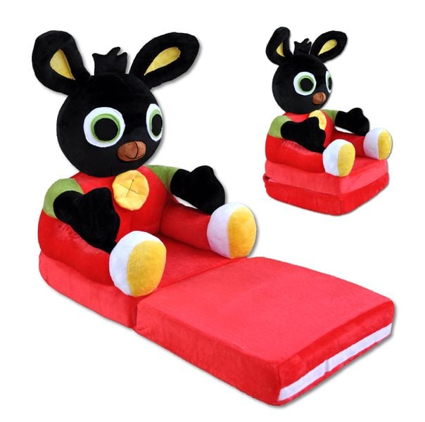 ROZKŁADANY PLUSZOWY FOTEL DLA DZIECI SOFA PUFA SIEDZISKO MASKOTKA ZAJĄC zdjęcie 1