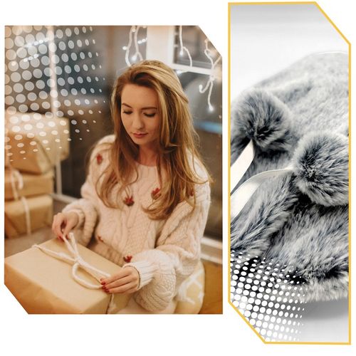 Duży Termofor Gumowy w Pokrowcu Ogrzewacz Pluszowy w Sweterku na Wodę XXL na Arena.pl