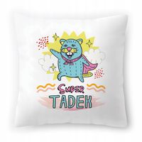 Poduszka Biała 40X40 Cm Dla Tadka Syna Dziecka Z Nadrukiem Ze Zdjęciem