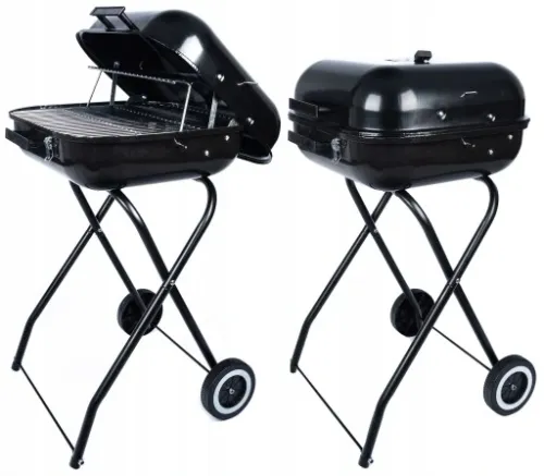 GRILL Węglowy na brykiet Ogrodowy PRZENOŚNY turystyczny WÓZEK POKRYWA na Arena.pl