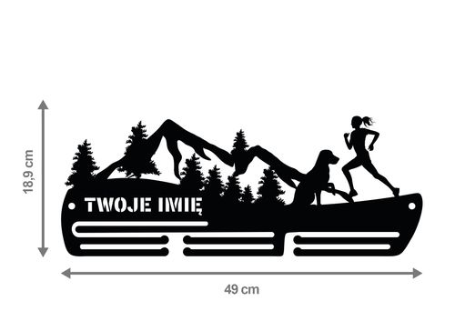 Wieszak na medale GÓRY kobieta z psem twoje imię dowolny tekst 361.3 na Arena.pl