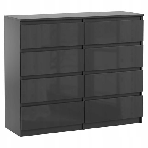 Komoda 8 Szuflad Do Salonu Sypialni Duża Pojemna Pari 8 Czarny Połysk na Arena.pl