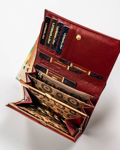 efektowny portfel damski z lakierowanej skóry naturalnej - peterson na Arena.pl