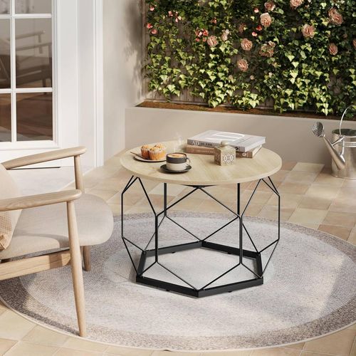 Stolik kawowy okrągły metalowa rama stoliczek boczny na Arena.pl