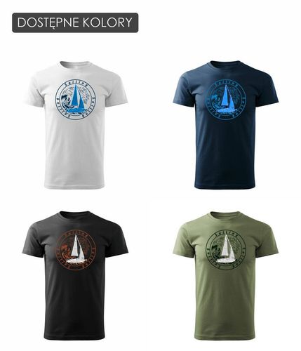 Koszulka żeglarska dla żeglarza z jachtem żaglówką męska biała REGULAR S na Arena.pl