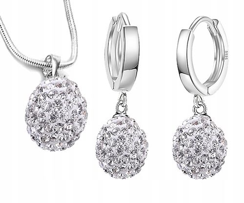 SREBRNY KOMPLET BIŻUTERII 925 DAMSKIEJ ŚLICZNE CYRKONIE SWAROVSKI + GRAWER na Arena.pl