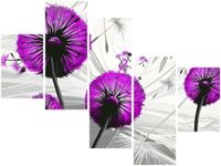 100 75CM OBRAZ 5 ELEM DMUCHAWCE FIOLECIE ŚCIENNY