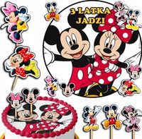 ZESTAW OPŁATEK NA TORT 20CM + TOPPERY PAPIEROWE - MYSZKA MIKI MINI 15CM 18