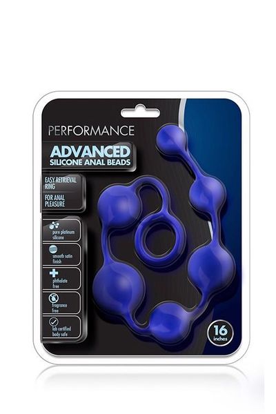 Performance Silicone Anal Beads Indigo zdjęcie 1