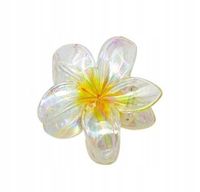 Piękna spinka klamra plastikowa kwiatek hawajski opalizujący żółty 8cm