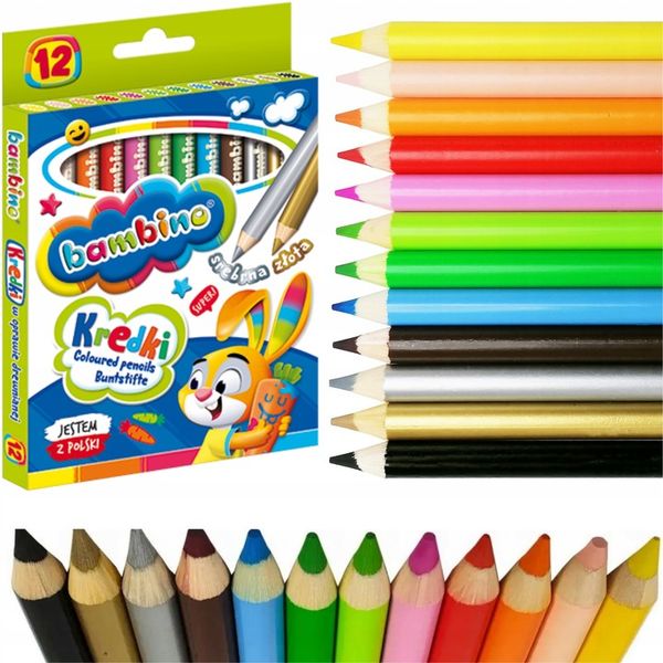 Kredki ołówkowe 12 kolorów w drewnianej oprawie zdjęcie 14