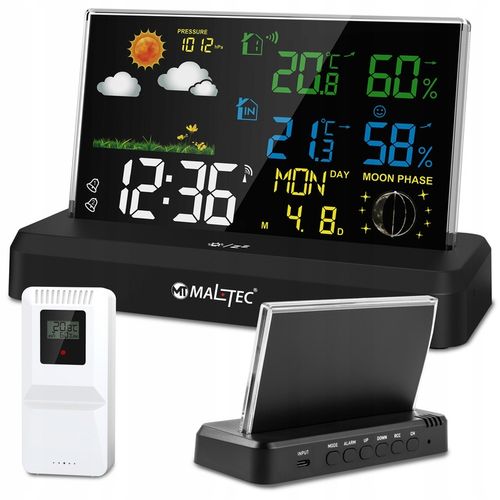 STACJA POGODOWA BEZPRZEWODOWA TERMOMETR BAROMETR CZUJNIK ZEWNĘTRZNY POGODY na Arena.pl