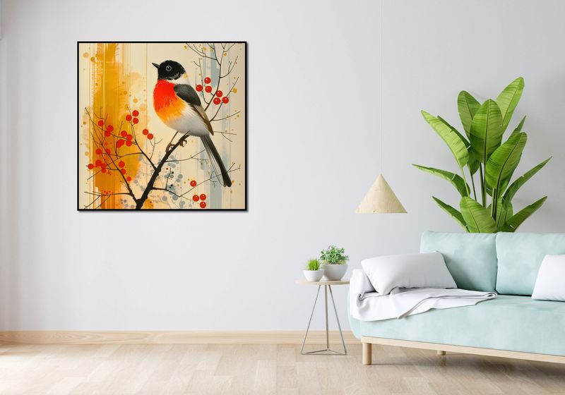 Plakat 100x100cm Jesienny Rudzik zdjęcie 4