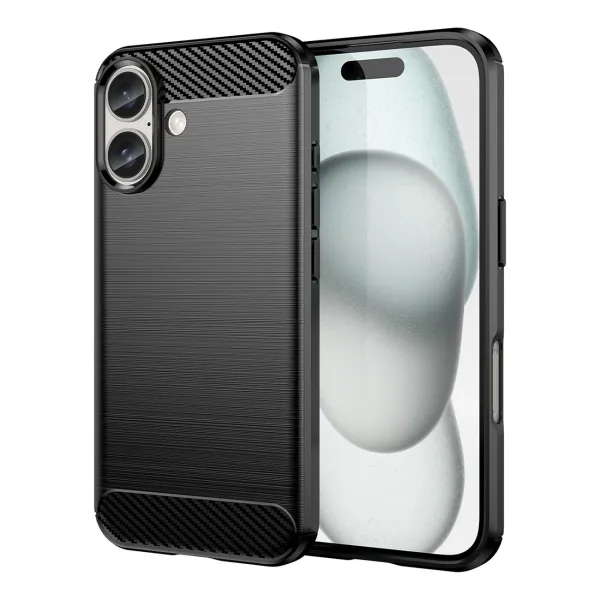 Etui silikonowe Carbon Case do iPhone 16 Plus - czarne zdjęcie 1