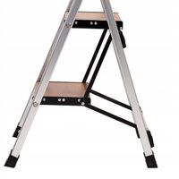 Drabina aluminiowa domowa składana 4 stopniowa LEMAR drewno Slim Space