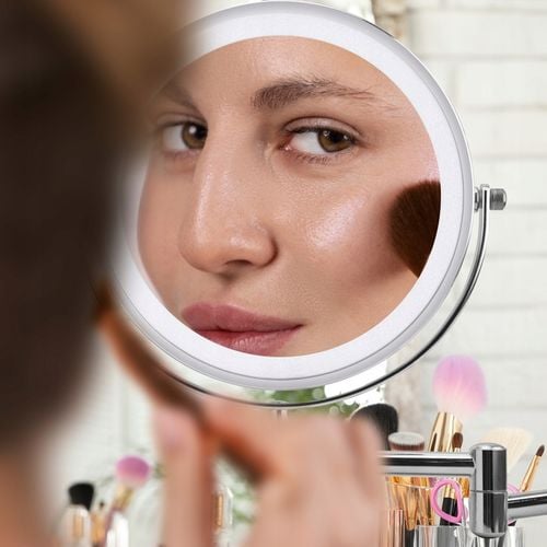 Lusterko kosmetyczne do makijażu podświetlane led obrotowe srebrne na Arena.pl