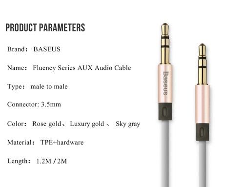 Kabel Audio Baseus 2x Jack 3,5mm Fluency na Arena.pl