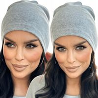 CZAPKA DAMSKA WIOSENNA JESIENNA CIENKA LEKKA WYGODNA SPORT PRĄŻKOWANA KOLOR