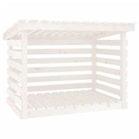 Stojak na drewno, biały, 108x73x79 cm, lite drewno sosnowe