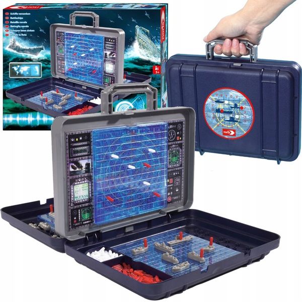 GRA W OKRĘTY STATKI W WALIZCE STRATEGICZNA PLANSZOWA BITWA MORSKA PRZENOŚNA zdjęcie 1