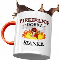 Kubek Pomarańczowy Dla Bianki Żony Przyjaciółki Z Nadrukiem Ze Zdjęciem