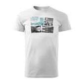 Koszulka z górami w góry turystyczna z Tatrami Tatry Morskie Oko trekkingowa męska biała REGULAR M