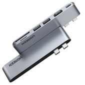 hub ugreen cm380 2xusb c - hdmi/2xusb 3.0/sdtf/usb c pd - szary