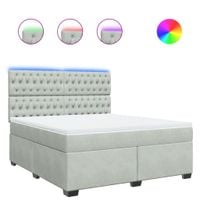 Łóżko kontynentalne z materacem, jasnoszare, 180x200cm, aksamit